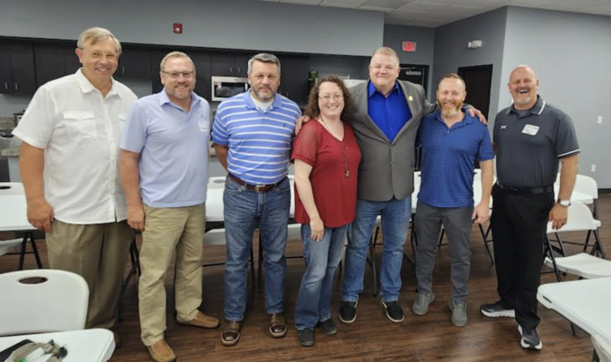 Some of those in attendence at the FOCUS Board Meeting. L to R: Booneville Mayor Nelson Bobrowski, Tim Bobrowski, Lee County Emergency Management Director Blake Sloan, Lee County Tourism Director Dedra Brandenburg, State Representative Tim Truett, Owsley County Judge-Executive Zeke Little, and Jackson County Judge-Executive Shane Gabbard.